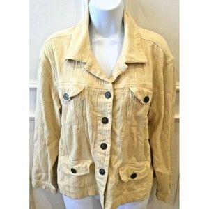 Chico's Jacket Top Yellow Textured Fabric Size 2